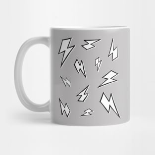 Sketchy, Black and White Lightning Bolt Pattern on Grey Mug